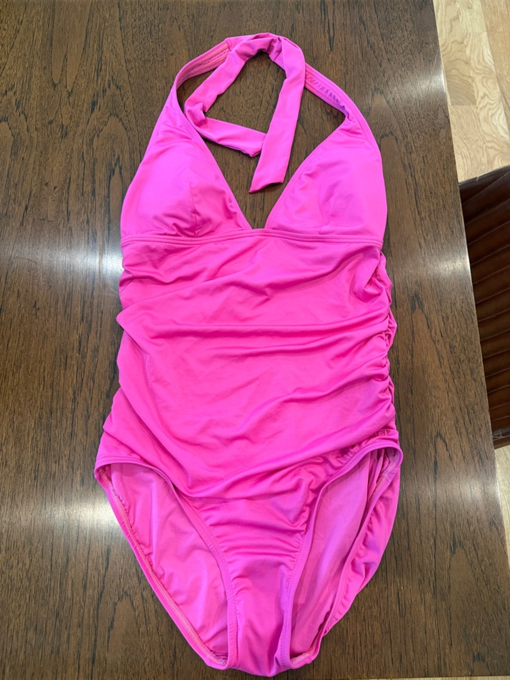 DKNY Hot Pink Halter One-Piece Swimsuit
